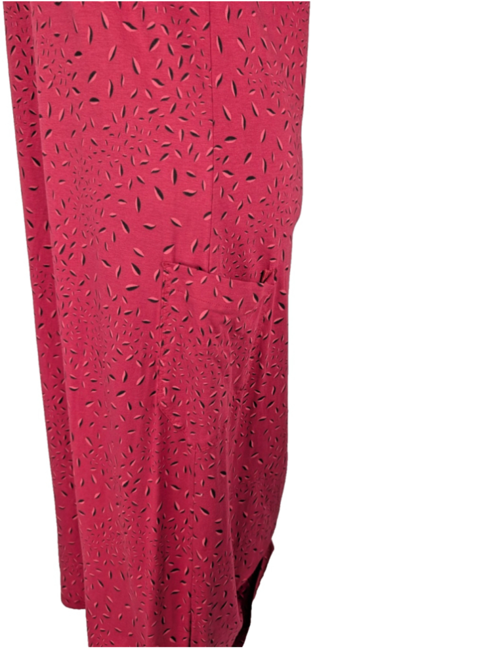 Toad and Co Muse Midi Dress Dark Pink Sz L Ruched Leaf Print Gorpcore Travel - Picture 5 of 12